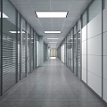 Modern aisle corridor glass partition office corridor office corridor office aisle punching aluminum ceiling 3d model