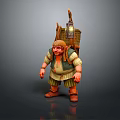Fantasy Game Movie Character Wearing Green Vest With Backpack Lantern And Brown Shoes