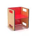 Wooden Red Kids Stool with Square Cutouts and Stable Structure