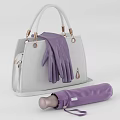 Stylish Black Handbag Design with Purple Gloves and Umbrella as Fashion Accessories