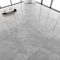 Glossy Large Gray Tile Floor In Modern Room With Table 3d model