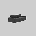 Dark Gray Fabric Upholstered Two Seater Sofa Modern Design with Rectangular Arms and Two Cushions 3d model