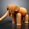 Handmade Wooden Elephant Doll with Carved Details and Smooth Surface 3d model