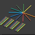 Vibrant Colored Pencils Arranged In Star Shape And Rows On Dark Background