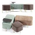 Stylish Upholstered Ottomans With Gold Legs In Brown Green And Different Designs
