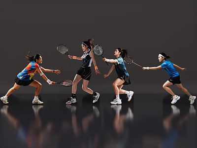 2D Modern Sports People Badminton Characters Badminton Sports Badminton Beauty Sports Characters Fashion Sportswear 3d model