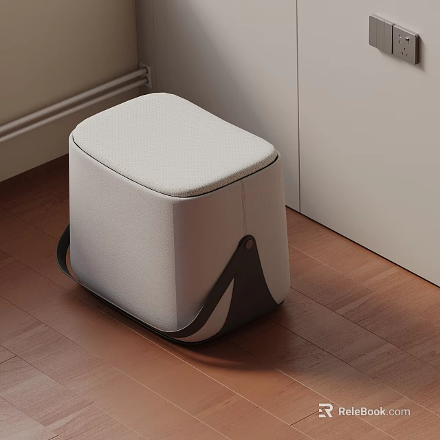 Modern Upholstered Side Table With White Padded Top And Black Accents For Indoor Wooden Floor 3d model 