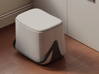 Modern Upholstered Side Table With White Padded Top And Black Accents For Indoor Wooden Floor 3d model