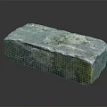 Moss Covered Rectangular Stone With Textured Surface And Color Variations On Dark Background 3d model