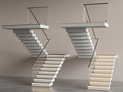 modern stair handrail stair 3d model