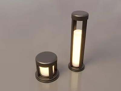 Outdoor Lights with Two Different Heights Metal Finish and Warm Glow for Garden 3d model