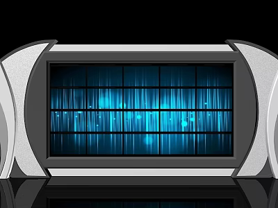 Modern Display Screen With Silver Frame And Blue Vertical Light Patterns On Surface 3d model