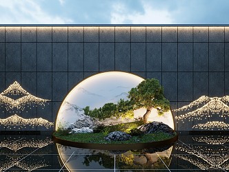 New Chinese style landscape sketch courtyard landscape 3d model