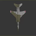 Khaki and White Airplane Model with Wing Insignia and Landing Gear on Dark Background