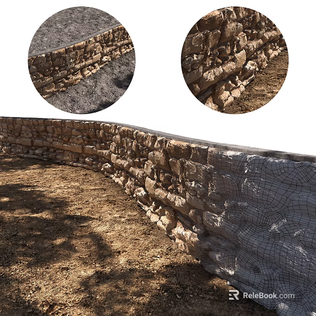 Rustic Building Exterior Wall Featuring Natural Stone Texture And Rough Stonework 3d model 