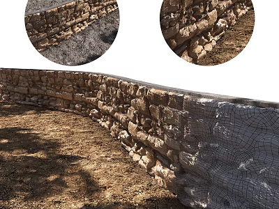 Rustic Building Exterior Wall Featuring Natural Stone Texture And Rough Stonework 3d model