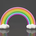 Rainbow Shaped Art Installation With Colorful Arch And White Clouds Reflection 3d model
