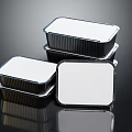 Stacked Aluminum Foil Food Containers With White Lids For Storage