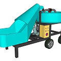 Blue Mobile Industrial Equipment With Inclined Feed Hopper And Yellow Control Panel