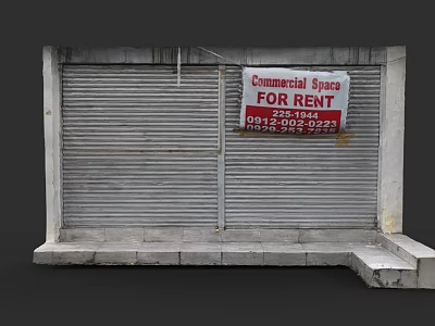 Sales Office Building Exterior Featuring Roller Shutter And Commercial Space For Rent 3d model