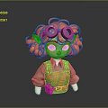 Cute Cartoon Elf Character With Orange Curly Hair Blue Eyes Goggles And Orange Overalls With Tools