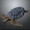 Blue Patterned Turtle Sculpture With Brown Body Decorative Figurine Detailed Shell Design 3d model