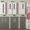 Fire Equipment With White Gray Fire Doors Red Cabinets And Indicator Lights 3d model