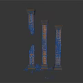 Ancient Roman Red Brick Columns Intact And Broken With Debris At Base 3d model