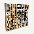 Spacious Wooden Bookcase with Multiple Shelves Filled with Books and Decorative Items