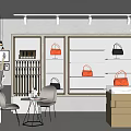 Elegant Handbag Boutique Interior With Display Shelves Leather Bags White Counter And Chandelier