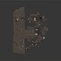 Collapsed Concrete Building Ruins With Fallen Floors Rubble And Debris 3d model