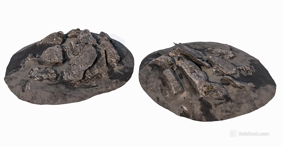 Natural Stone and Wood Decorative Elements in Rustic Home Arrangement 3d model