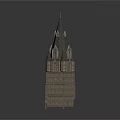 Detailed Medieval Style Stone Tower With Spire And Layered Architectural Windows 3d model