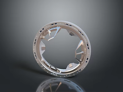 Modern Circular Metal Gate With Perforated Structure And Reflective Surface On Dark Background 3d model