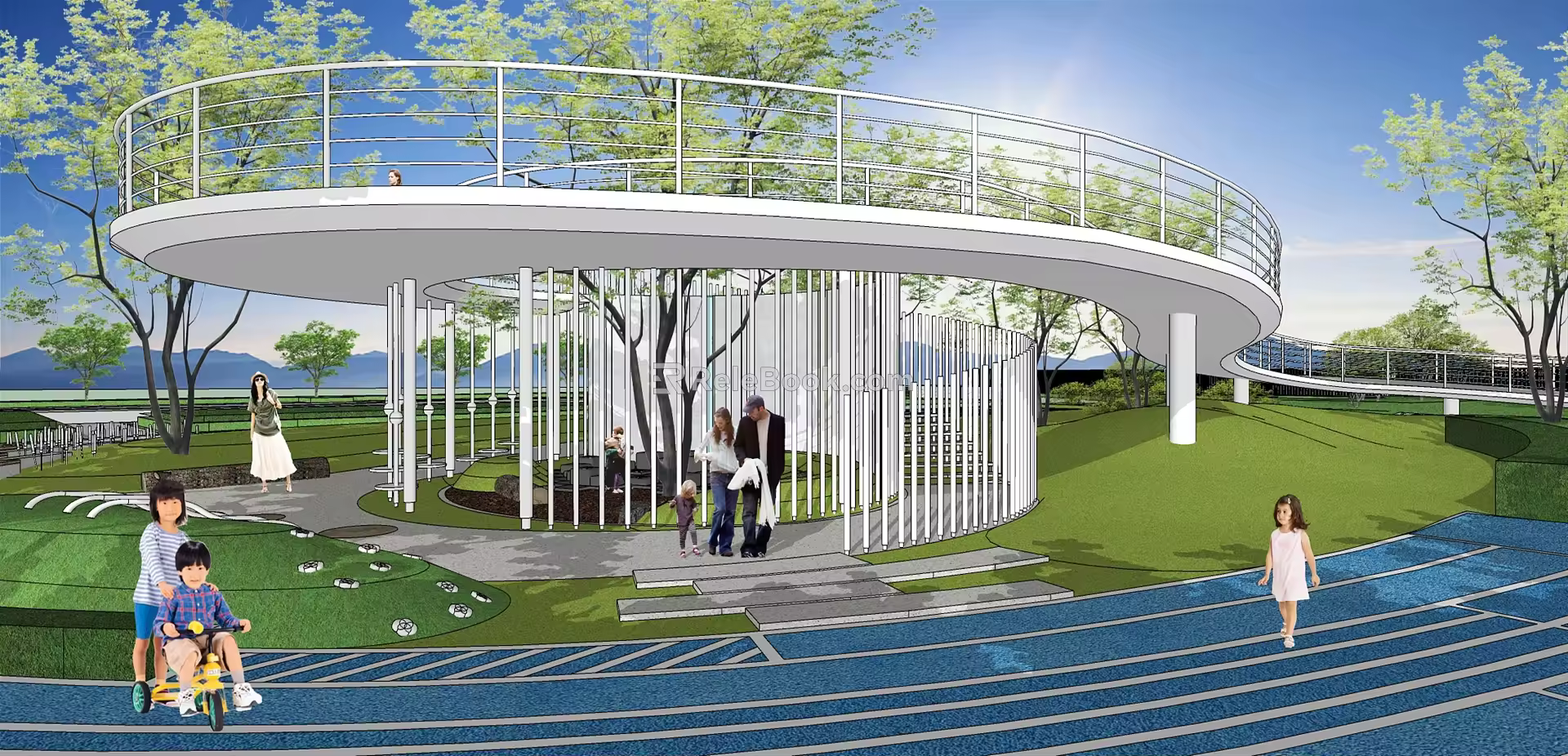 Modern gallery frame special-shaped landscape gallery frame curved air plank road lookout platform pick-up platform 3d model