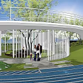 Modern gallery frame special-shaped landscape gallery frame curved air plank road lookout platform pick-up platform 3d model