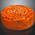 Wood Stone Circular Decorative Piece With Orange Surface Holes And Cracks