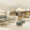 Modern Bubble Tea Shop Interior With Tables Chairs Bar Counter And Drink