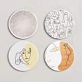Artistic Modern Round Rugs With Different Face And Abstract Patterns In Neutral Warm Tones 3d model