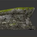 Natural Wood Stone Decorative Piece With Green Moss Covered Surface And Textured Base