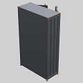 Grey Industrial Equipment Storage Cabinet With Open Doors Yellow Edges And Internal Shelves