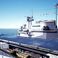Space Aerospace Carrier Model With Blue Deck And Red Hull Structure