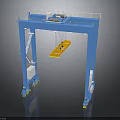 Heavy Duty Blue Gantry Crane With Yellow Hoist And Ladder Platform