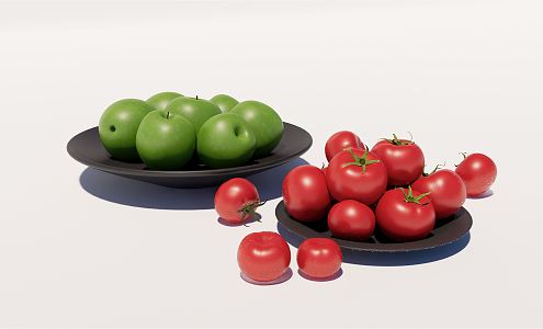 Modern fruit vegetable tomato green apple fruit furnishings 3d model