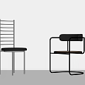 Modern Metal Frame Chairs With Vertical Slat Backrest And Curved Armrest Design