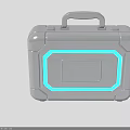 Gray Equipment Case With Handle And Blue Glowing Lines Portable Durable Design Rectangular Panel