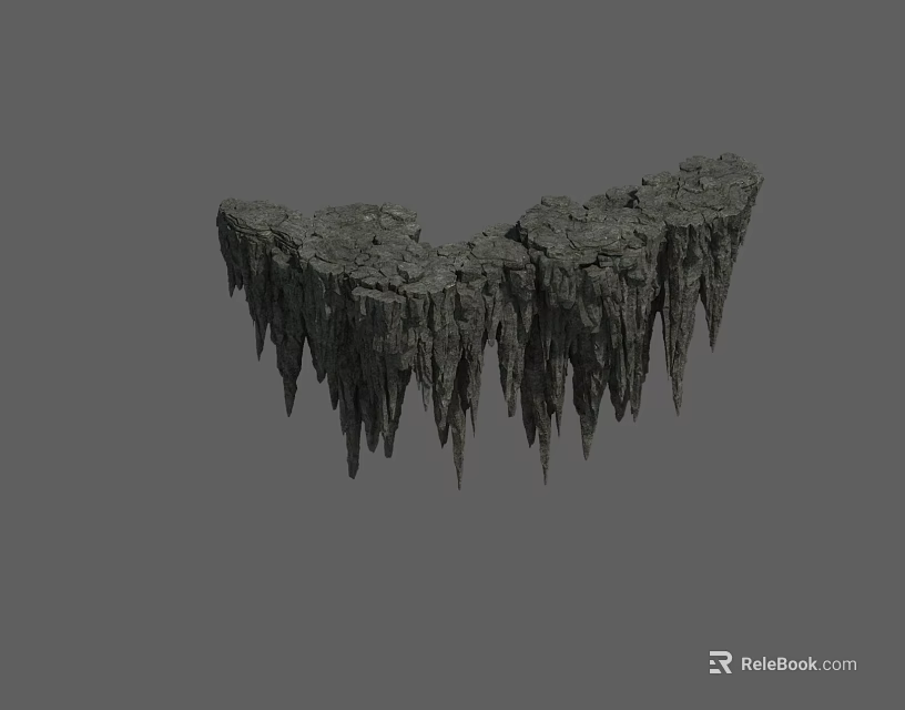 Garden Landscape Featuring Stalactite Shaped Rock Formations with Hanging Spikes and Rough Surface 3d model 