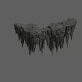 Garden Landscape Featuring Stalactite Shaped Rock Formations with Hanging Spikes and Rough Surface