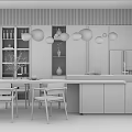 Modern Dining Table and Chair Combination Bar Combination 3d model