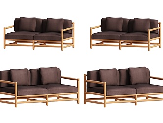 Minimalist Solid Wood Sofa Wooden Fabric Sofa Double Sofa Art Sofa Fabric Wooden Sofa 3d model